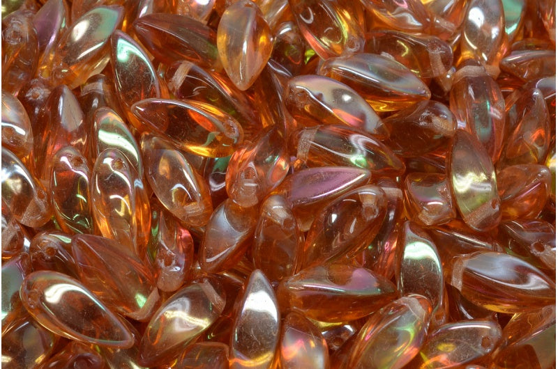 Twist Beads, Crystal Apricot Coatings (00030-29121), Glass, Czech Republic