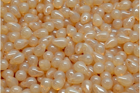 泪珠珠，蛋白石白色光泽棕色全涂层 (01000-14413)，玻璃，捷克共和国