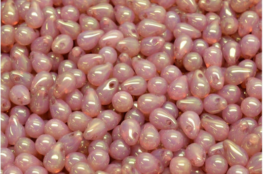 泪珠珠，蛋白石白色光泽红色全涂层 (01000-14495)，玻璃，捷克共和国