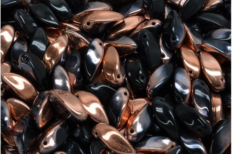 Twist Beads, Black Rose Gold Capri (23980-27101), Glass, Czech Republic