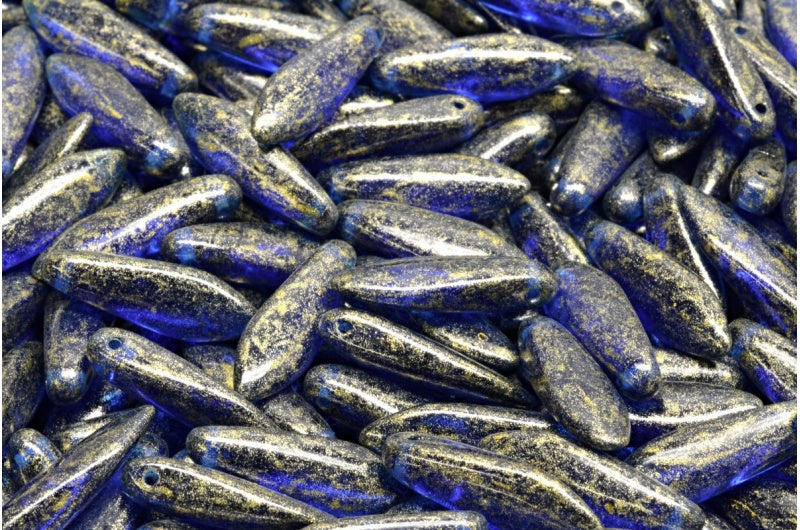 Dagger Beads Transparent Blue 34302 (30080-34302), Glass, Czech Republic