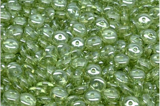 Space Disk Beads Crystal Luster Green Full Coated (00030-14457), Glass, Czech Republic