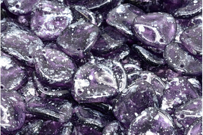 バラの花びらビーズ、透明ライトアメジストパールピンク（20050-94000）、ガラス、チェコ共和国