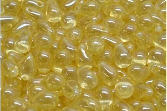 Teardrop beads, Crystal Luster Yellow Full Coated (00030-14483), Glass, Czech Republic