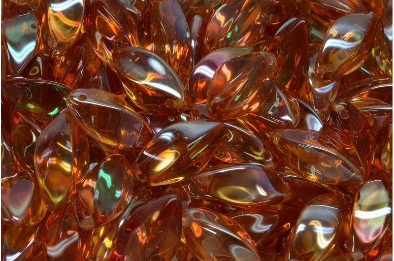Twist Beads, Crystal Apricot Coatings (00030-29121), Glass, Czech Republic