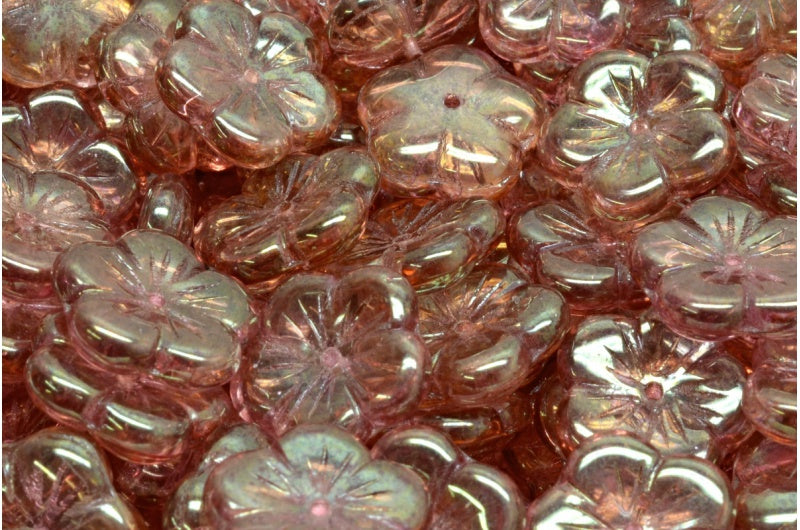 Apple Flower Beads Crystal Luster Red Full Coated (00030-14495), Glass, Czech Republic