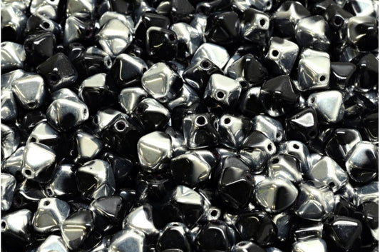 Bicone Beads Black Crystal Silver Half Coating (23980-27001), Glass, Czech Republic