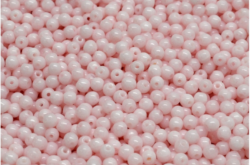 Round Druck Beads White Opal 34304 (02020-34304), Glass, Czech Republic