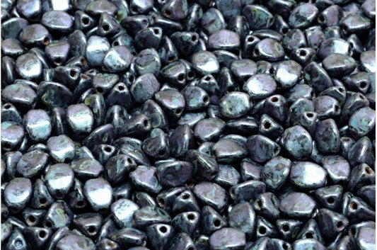 Pinch Beads Black Purple Brown Luster Spotted (23980-65329), Glass, Czech Republic