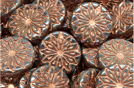 Origami Flower Beads, Crystal Luster Violet Full Coated Copper Lined (00030-14496-54319), Glass, Czech Republic