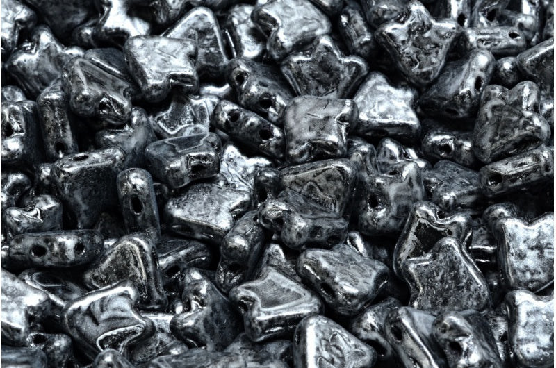 2-Hole Flat Tullip Bell Beads Black 86700 (23980-86700), Glass, Czech Republic