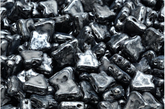 2-Hole Flat Tullip Bell Beads Black 86790 (23980-86790), Glass, Czech Republic