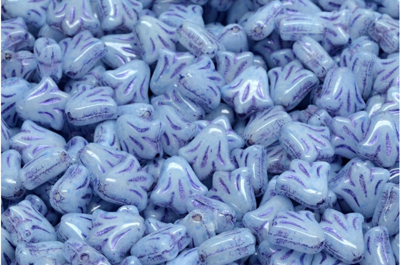 Lily Flower Beads White Opal 43810 34307 (02020-43810-34307), Glass, Czech Republic
