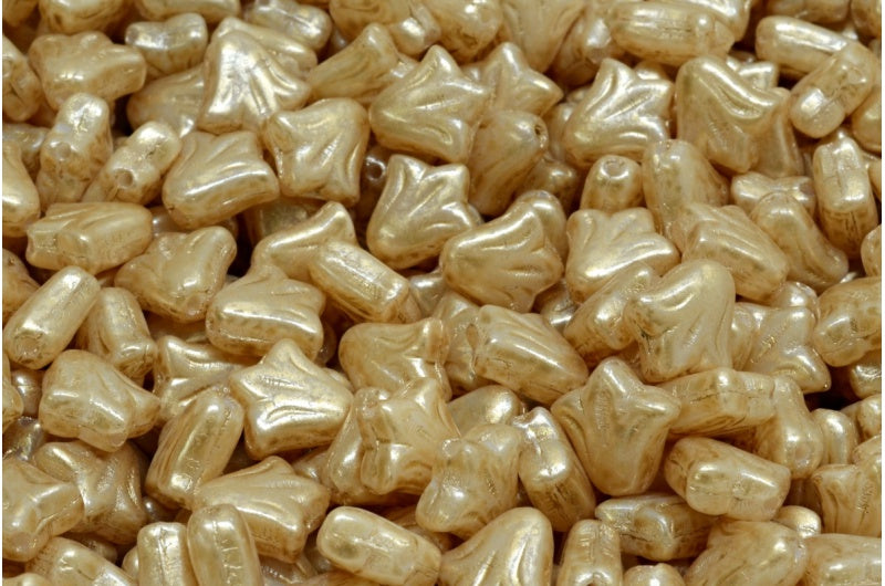 Lily Flower Beads White Opal 86710 (02020-86710), Glass, Czech Republic