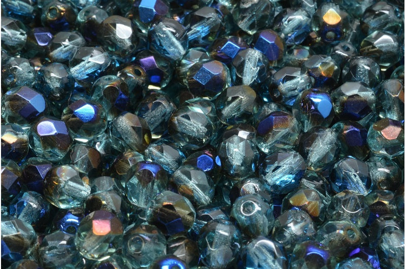 Fire Polished Faceted Beads Round, Transparent Dark Blue 29901 (30320-29901), Bohemia Crystal Glass, Czech Republic