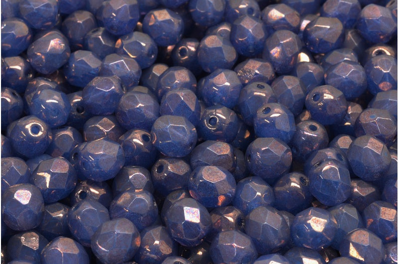 ファセット加工ビーズラウンド、オパールブルーパープル（31010-15726）、ボヘミアクリスタルガラス、チェコ共和国