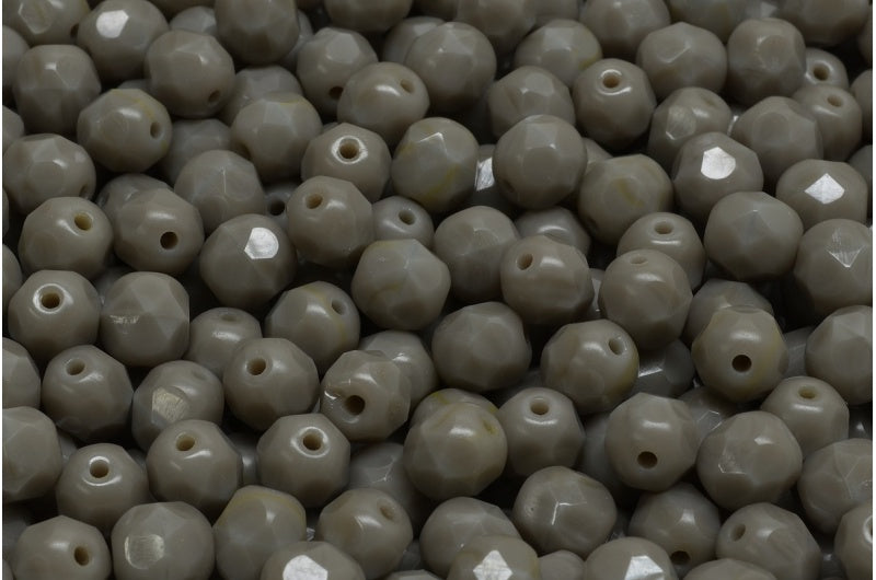 Fire Polished Faceted Beads Round, Opaque Gray (43020), Bohemia Crystal Glass, Czech Republic