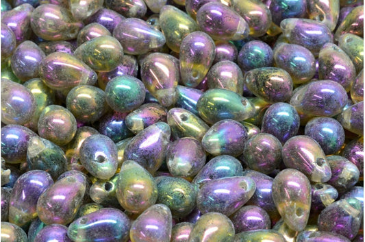 Teardrop beads, Gray Purple Iris (40010-21495), Glass, Czech Republic