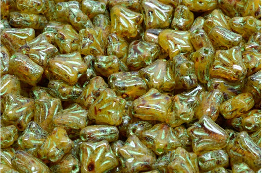 ユリの花のビーズ、R0911 トラバーチン 43813 (R0911-86800-43813)、ガラス、チェコ共和国