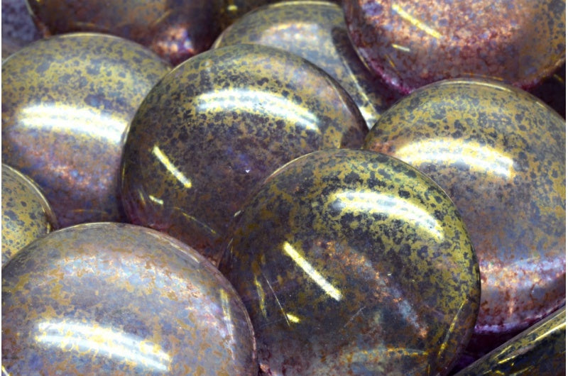 Cabochon Beads, Transparent Blue Terracotta Violet (30010-15496), Glass, Czech Republic