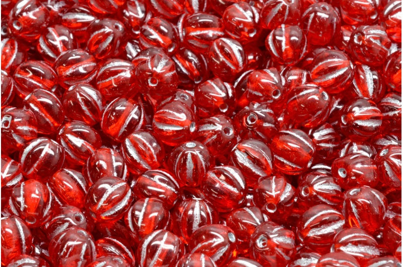 メロンビーズ、ライトサイアムシルバーライン（90070-54301）、ガラス、チェコ共和国