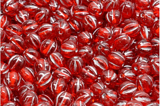 メロンビーズ、ライトサイアムシルバーライン（90070-54301）、ガラス、チェコ共和国