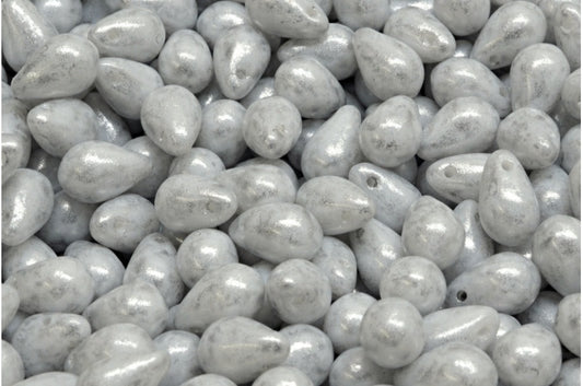 Teardrop beads, White Opal 34301 (02020-34301), Glass, Czech Republic