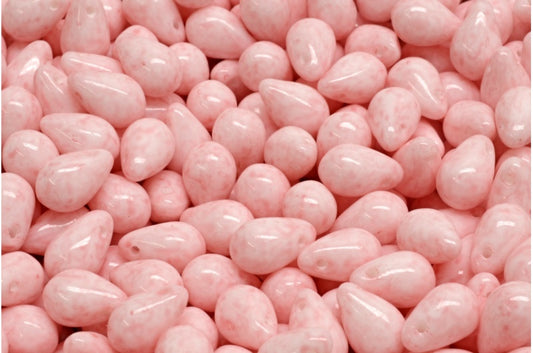 Teardrop beads, White Opal 34304 (02020-34304), Glass, Czech Republic