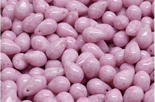 Teardrop beads, White Opal 34306 (02020-34306), Glass, Czech Republic