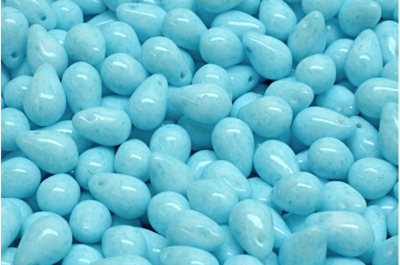Teardrop beads, White Opal 34308 (02020-34308), Glass, Czech Republic