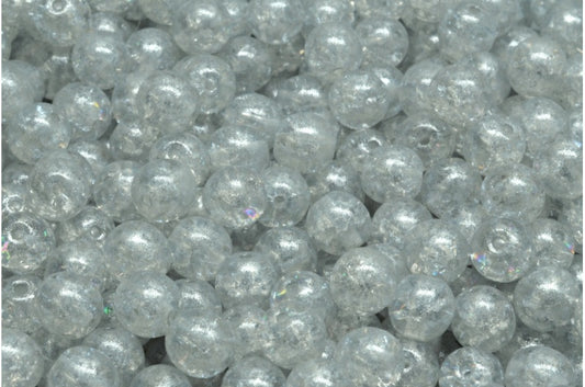 Round Druck Beads Crystal Cracked 34301 (00030-85500-34301), Glass, Czech Republic