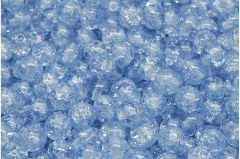 Round Druck Beads Crystal Cracked 34307 (00030-85500-34307), Glass, Czech Republic