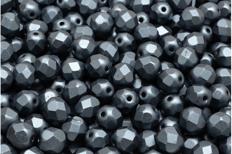 Fire Polished Faceted Beads Round, White 25037 (02010-25037), Bohemia Crystal Glass, Czech Republic