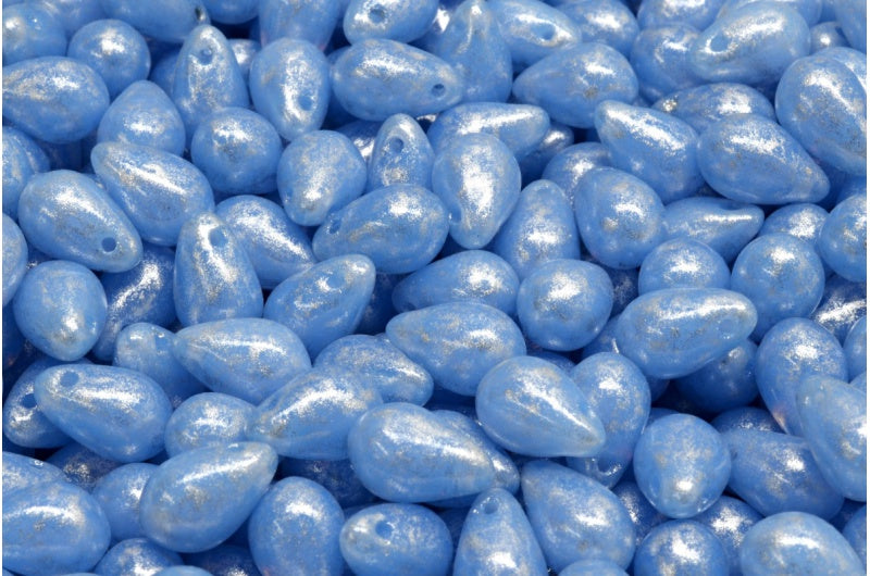Teardrop beads, Opal Blue 34301 (31000-34301), Glass, Czech Republic