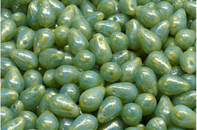 Teardrop beads, Opal Blue 34302 (31000-34302), Glass, Czech Republic
