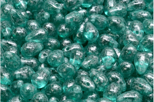 Teardrop beads, Transparent Aqua 34301 (60200-34301), Glass, Czech Republic