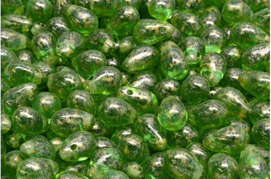 Teardrop beads, Transparent Aqua 34302 (60200-34302), Glass, Czech Republic