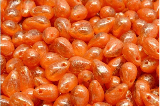 Teardrop beads, Orange 34302 (96010-34302), Glass, Czech Republic