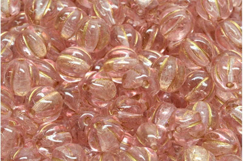 Melon Beads Crystal Gold Lined 34304 (00030-54302-34304), Glass, Czech Republic