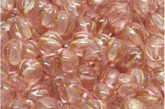 Melon Beads Crystal Gold Lined 34304 (00030-54302-34304), Glass, Czech Republic