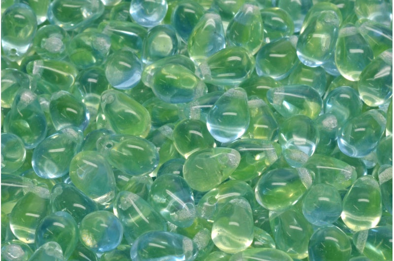Drop Beads, Transparent Yellow Transparent Blue (80130-30020), Glass, Czech Republic