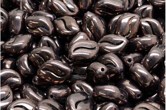 Wavy Grain Beads Black Purple (23980-15726), Glass, Czech Republic
