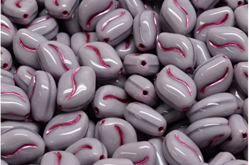 Wavy Grain Beads 24010 Pink Lined (24010-54321), Glass, Czech Republic