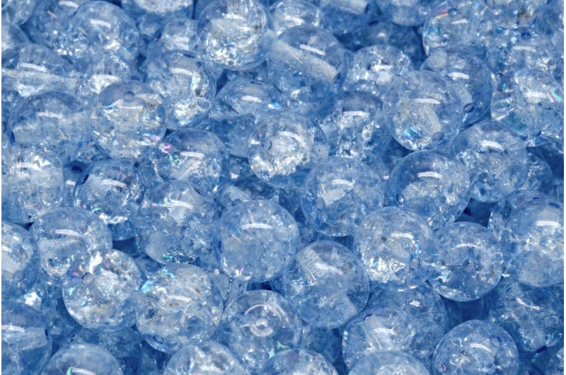 Round Druck Beads Crystal Cracked 34307 (00030-85500-34307), Glass, Czech Republic