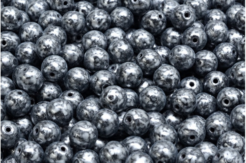 ラウンドドラックビーズ、ブラック 86700 (23980-86700)、ガラス、チェコ共和国