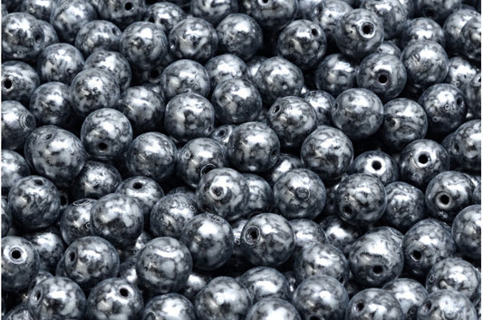 ラウンドドラックビーズ、ブラック 86700 (23980-86700)、ガラス、チェコ共和国