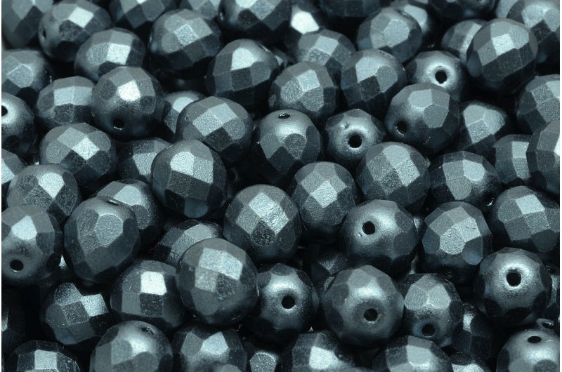 Fire Polished Faceted Beads Round, White 25037 (02010-25037), Bohemia Crystal Glass, Czech Republic