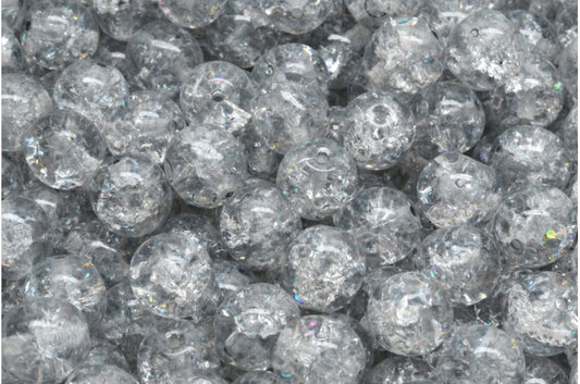 Round Druck Beads, Crystal Cracked 34311 (00030-85500-34311), Glass, Czech Republic