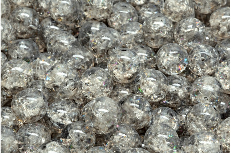 ラウンドドラックビーズ、クリスタルクラック 34312 (00030-85500-34312)、ガラス、チェコ共和国