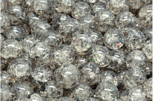 ラウンドドラックビーズ、クリスタルクラック 34312 (00030-85500-34312)、ガラス、チェコ共和国